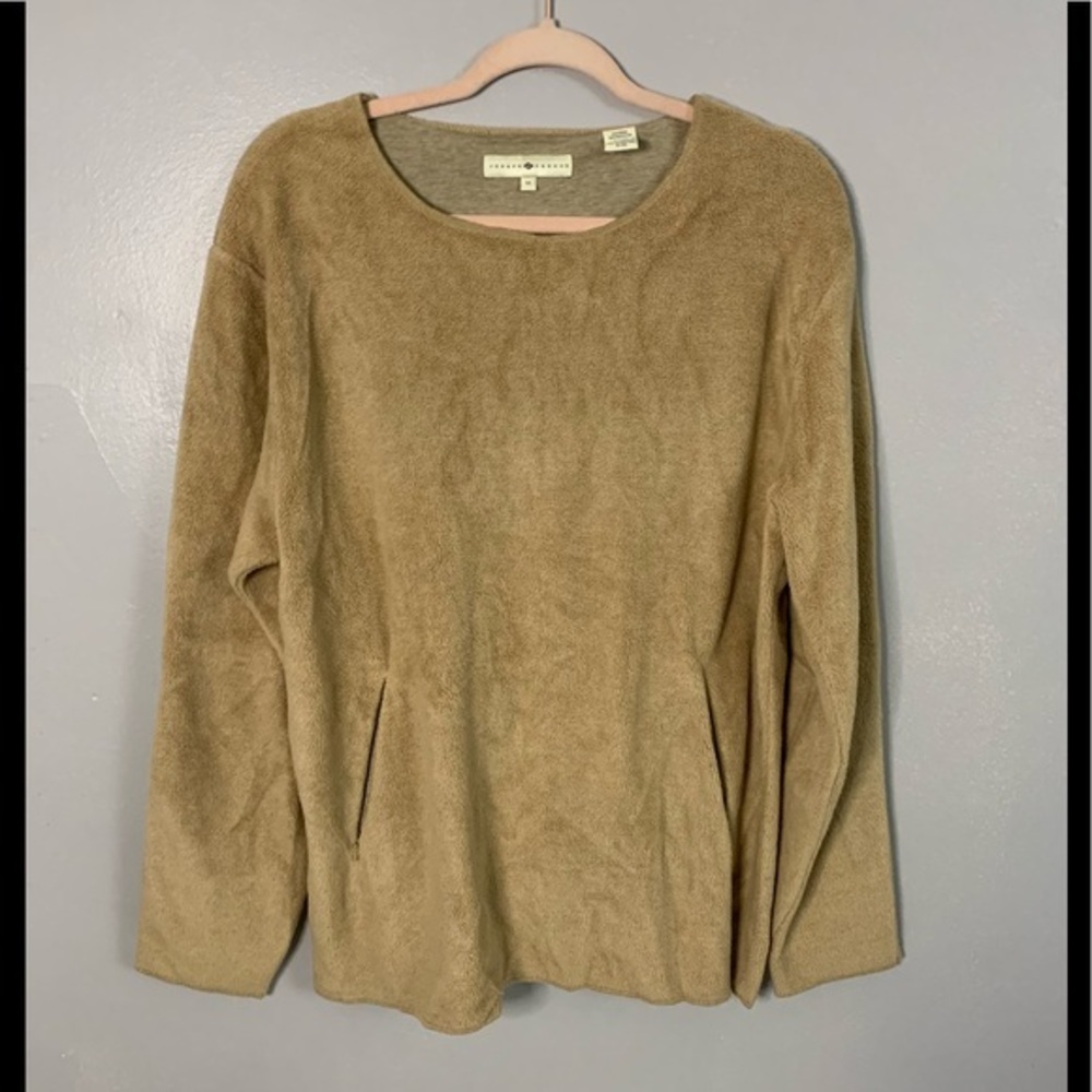 Joseph Abboud Faux Fur Oversized Top With Zipper Pockets